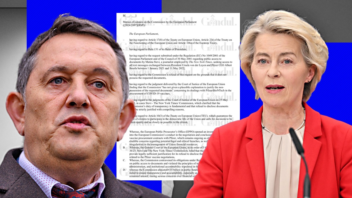 Avem textul MOȚIUNII de cenzură inițiate de un eurodeputat AUR împotriva șefei Comisiei Europene. Ce i se reproșează Ursulei von der Leyen? Avem textul MOȚIUNII de cenzură inițiate de un eurodeputat AUR împotriva șefei Comisiei Europene. Ce i se reproșează Ursulei von der Leyen?